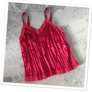Lane Bryant Top size 16 Bright Red Crinkle with Lace NWT